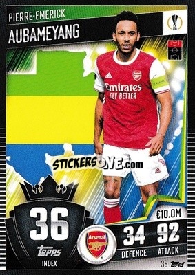Sticker Pierre-Emerick Aubameyang - Match Attax 101. Season 2020-2021
 n. 36 - Topps