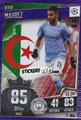 Sticker Riyad Mahrez - Match Attax 101. Season 2020-2021
 n. 85p - Topps