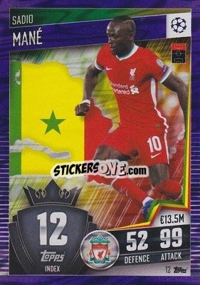 Sticker Sadio Mane - Match Attax 101. Season 2020-2021
 n. 12p - Topps