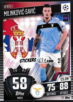 Sticker Sergej Milinkovic-Savic - Match Attax 101. Season 2020-2021
 n. 58 - Topps
