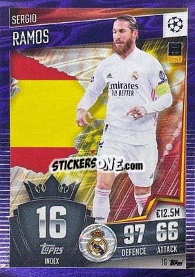 Sticker Sergio Ramos - Match Attax 101. Season 2020-2021
 n. 16p - Topps
