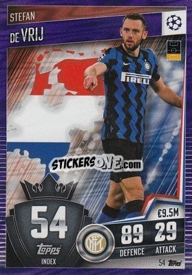 Sticker Stefan de Vrij - Match Attax 101. Season 2020-2021
 n. 54p - Topps