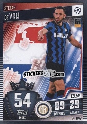 Sticker Stefan de Vrij - Match Attax 101. Season 2020-2021
 n. 54 - Topps