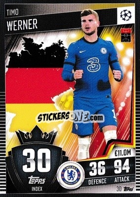 Sticker Timo Werner - Match Attax 101. Season 2020-2021
 n. 30 - Topps