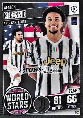 Sticker Weston McKennie - Match Attax 101. Season 2020-2021
 n. 142 - Topps