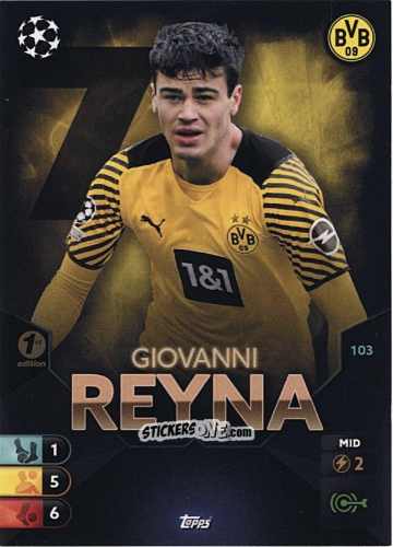 Figurina Giovanni Reyna - Total Football 2021-2022
 n. 103 - Topps