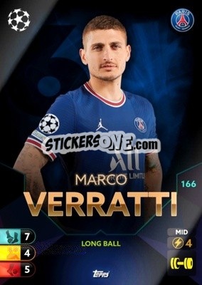 Sticker Marco Verratti - Total Football 2021-2022
 n. 166 - Topps