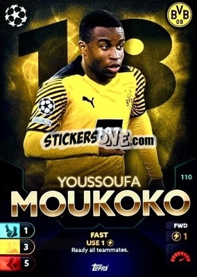 Sticker Youssoufa Moukoko - Total Football 2021-2022
 n. 110 - Topps