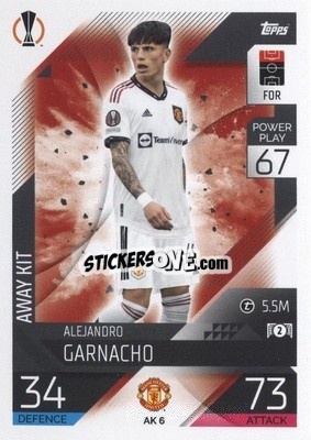 Sticker Alesandro Garnacho - UEFA Champions League & Europa League 2022-2023. Match Attax Extra
 n. AK6 - Topps