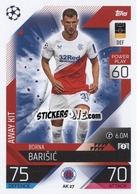 Sticker Borna Barišić - UEFA Champions League & Europa League 2022-2023. Match Attax Extra
 n. AK27 - Topps