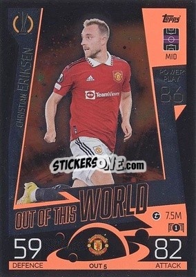 Sticker Christian Eriksen - UEFA Champions League & Europa League 2022-2023. Match Attax Extra
 n. OUT5 - Topps