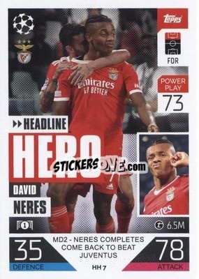 Sticker David Neres - UEFA Champions League & Europa League 2022-2023. Match Attax Extra
 n. HH7 - Topps