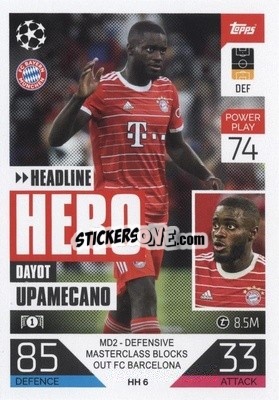 Sticker Dayot Upamecano - UEFA Champions League & Europa League 2022-2023. Match Attax Extra
 n. HH6 - Topps