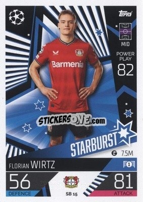 Sticker Florian Wirtz - UEFA Champions League & Europa League 2022-2023. Match Attax Extra
 n. SB15 - Topps