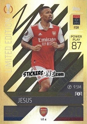 Sticker Gabriel Jesus - UEFA Champions League & Europa League 2022-2023. Match Attax Extra
 n. LE4 - Topps