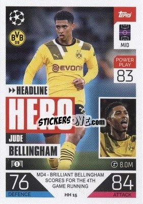 Sticker Jude Bellingham - UEFA Champions League & Europa League 2022-2023. Match Attax Extra
 n. HH15 - Topps