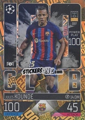 Sticker Jules Kundé - UEFA Champions League & Europa League 2022-2023. Match Attax Extra
 n. CLU1 - Topps