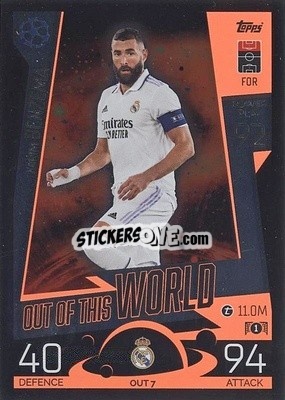 Sticker Karim Benzema - UEFA Champions League & Europa League 2022-2023. Match Attax Extra
 n. OUT7 - Topps