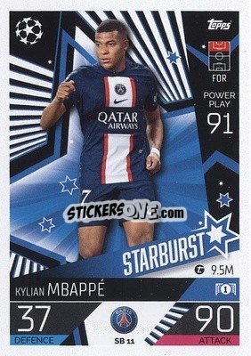 Sticker Kylian Mbappé - UEFA Champions League & Europa League 2022-2023. Match Attax Extra
 n. SB11 - Topps