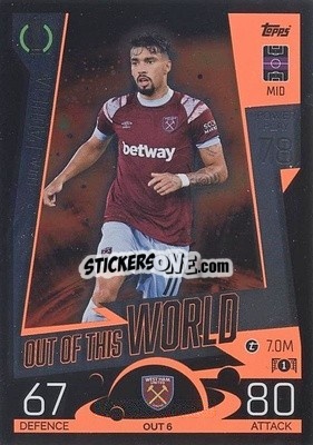 Sticker Lucas Paquetá - UEFA Champions League & Europa League 2022-2023. Match Attax Extra
 n. OUT6 - Topps