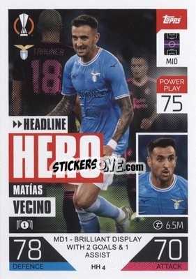 Sticker Matías Vecino - UEFA Champions League & Europa League 2022-2023. Match Attax Extra
 n. HH4 - Topps
