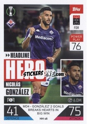 Sticker Nicolás González - UEFA Champions League & Europa League 2022-2023. Match Attax Extra
 n. HH16 - Topps
