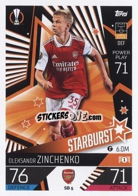 Sticker Oleksandr Zinchenko - UEFA Champions League & Europa League 2022-2023. Match Attax Extra
 n. SB5 - Topps