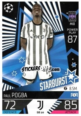 Sticker Paul Pogba - UEFA Champions League & Europa League 2022-2023. Match Attax Extra
 n. SB20 - Topps