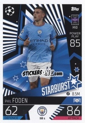 Sticker Phil Foden - UEFA Champions League & Europa League 2022-2023. Match Attax Extra
 n. SB1 - Topps