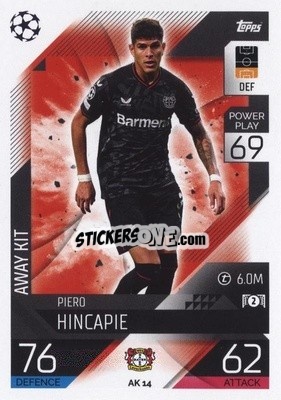 Sticker Piero Hincapié - UEFA Champions League & Europa League 2022-2023. Match Attax Extra
 n. AK14 - Topps