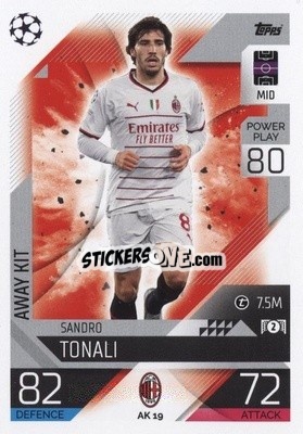 Sticker Sandro Tonali - UEFA Champions League & Europa League 2022-2023. Match Attax Extra
 - Topps