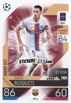 Sticker Sergio Busquets - UEFA Champions League & Europa League 2022-2023. Match Attax Extra
 n. AK9 - Topps