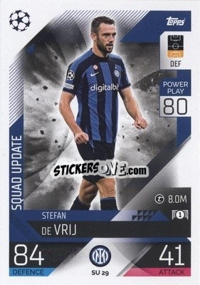 Sticker Stefan de Vrij - UEFA Champions League & Europa League 2022-2023. Match Attax Extra
 n. SU29 - Topps