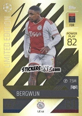 Figurina Steven Bergwijn - UEFA Champions League & Europa League 2022-2023. Match Attax Extra
 - Topps