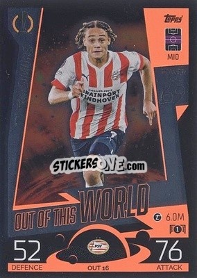 Sticker Xavi Simons - UEFA Champions League & Europa League 2022-2023. Match Attax Extra
 n. OUT16 - Topps