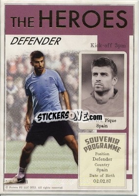 Sticker Gerard Pique - World Football UNIQUE 2013 n. HER11 - Futera