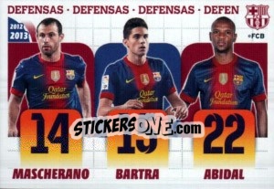 Sticker Mascherano / Bartra / Abidal (Defensas) - FC Barcelona 2012-2013 n. 18 - Panini