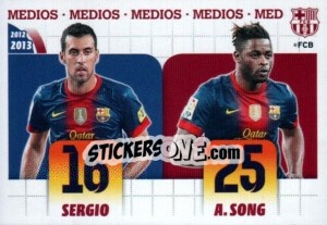 Cromo Sergio Busquets / Alex Song (Medios) - FC Barcelona 2012-2013 - Panini