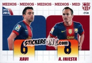 Sticker Xavi / iniesta (Medios) - FC Barcelona 2012-2013 n. 21 - Panini