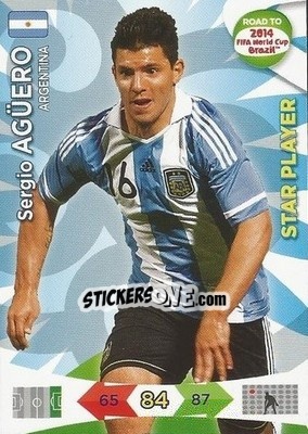 Sticker Sergio Agüero - Road to 2014 FIFA World Cup Brazil. Adrenalyn XL - Panini