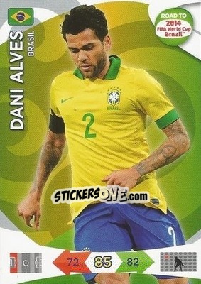 Sticker Dani Alves - Road to 2014 FIFA World Cup Brazil. Adrenalyn XL n. 14 - Panini