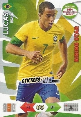 Sticker Lucas Moura - Road to 2014 FIFA World Cup Brazil. Adrenalyn XL n. 19 - Panini