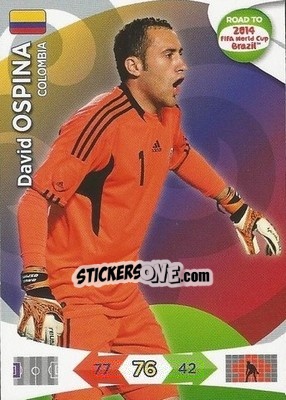 Sticker David Ospina - Road to 2014 FIFA World Cup Brazil. Adrenalyn XL n. 28 - Panini