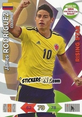 Sticker James Rodríguez - Road to 2014 FIFA World Cup Brazil. Adrenalyn XL n. 34 - Panini
