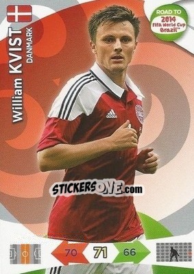 Sticker William Kvist - Road to 2014 FIFA World Cup Brazil. Adrenalyn XL n. 40 - Panini