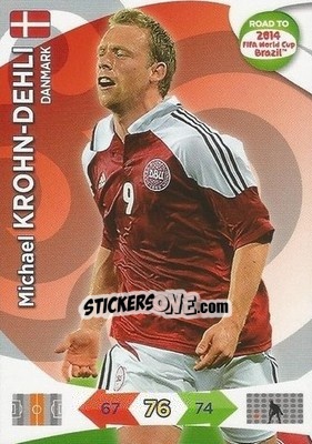Sticker Michael Krohn-Dehli - Road to 2014 FIFA World Cup Brazil. Adrenalyn XL n. 41 - Panini