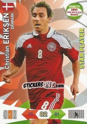 Sticker Christian Eriksen - Road to 2014 FIFA World Cup Brazil. Adrenalyn XL n. 42 - Panini