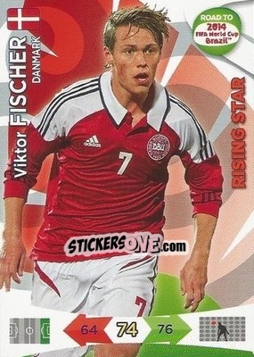 Sticker Viktor Fischer - Road to 2014 FIFA World Cup Brazil. Adrenalyn XL n. 44 - Panini