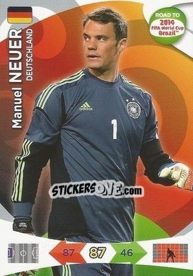 Sticker Manuel Neuer - Road to 2014 FIFA World Cup Brazil. Adrenalyn XL n. 46 - Panini