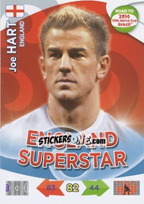 Sticker Joe Hart - Road to 2014 FIFA World Cup Brazil. Adrenalyn XL n. 61u - Panini